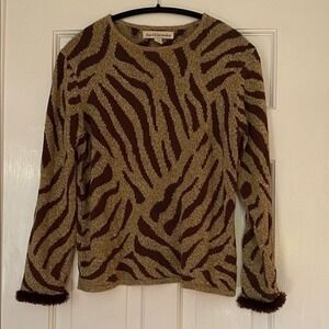 Vintage David Brooks Brown Zebra Stripe Sw…